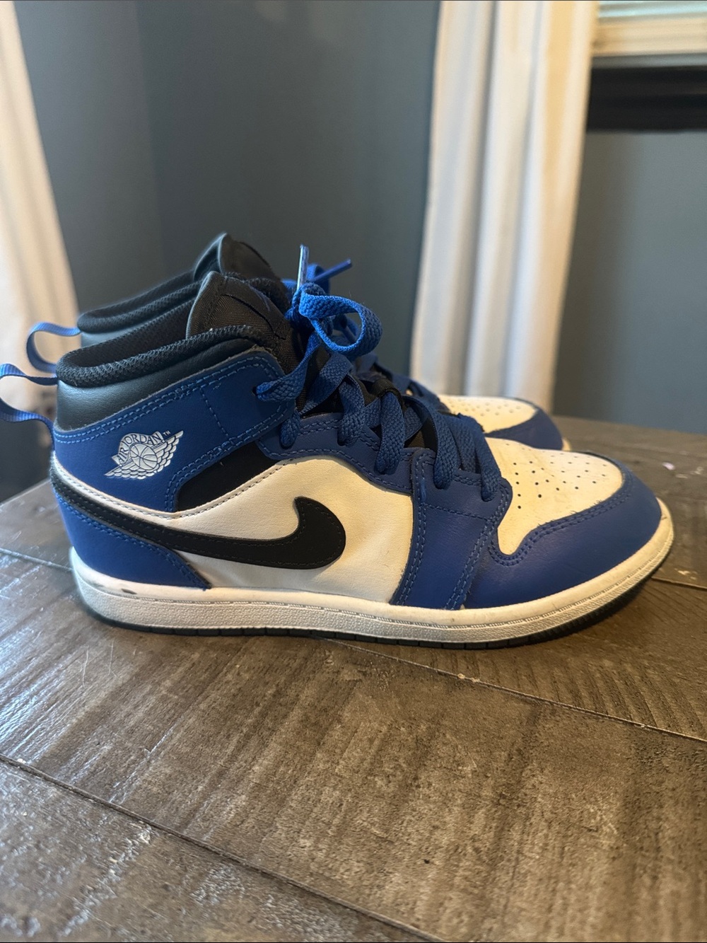 Nike Air Jordan Kids' Mid-Top Basketball Shoes - Blue/White/Black
